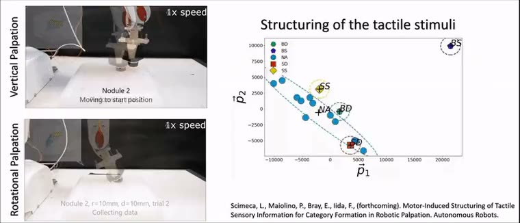 A robotic arm palpating a soft phantom with a capacitive tactile sensor